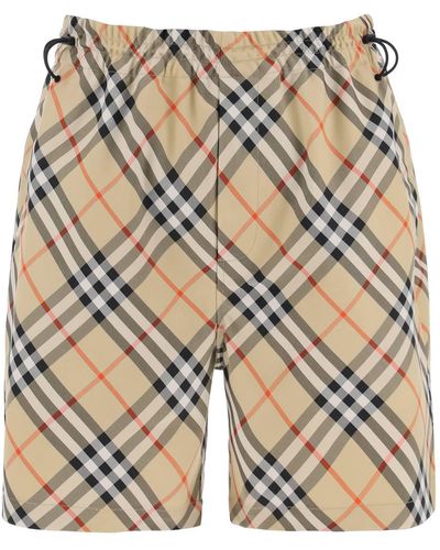 Burberry Checkered Bermuda Shorts - Natural