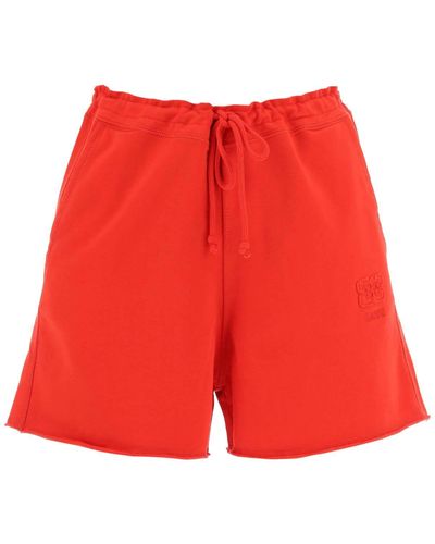 Ganni SHORTS IN FELPA ISOLI - Rosso