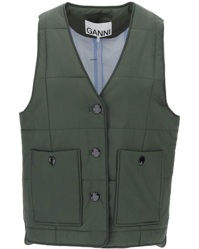 Ganni Gilet Quilt Boxy - Verde