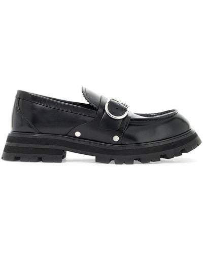 Alexander McQueen Brushed Leather Wander Loafers For - Black