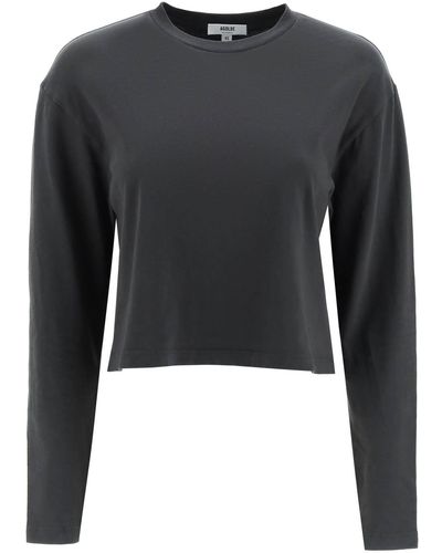 Agolde 'mason' Long Sleeve Cropped T-shirt - Black