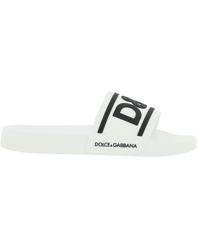 Dolce & Gabbana Portofino Drip Pool Slide Sandals - White