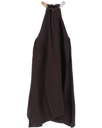 Stella McCartney Satin Midi Dress With Chain Detail - Black
