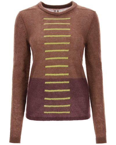 Rick Owens 'judd' Sweater With Contrasting Lines - Brown