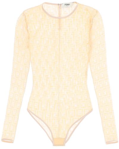 Fendi Lace Ff Body Suit - White