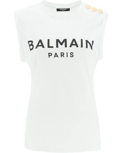 Balmain Logo Top With Embossed Buttons - Black