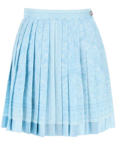 Versace Barocco Pleated Mini Skirt - Blue