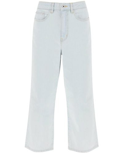 KENZO 'sumire' Cropped Jeans With Wide Leg - Blue