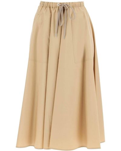Moncler Midi Poplin Skirt In - Natural