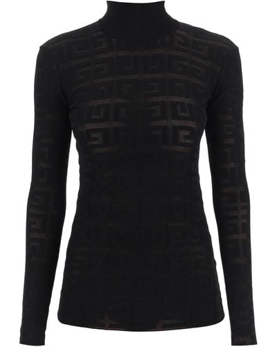 Givenchy 4G Monogram Jacquard Knit Turtlenck Sweater - Black