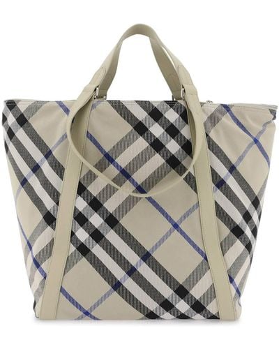 Burberry Ered Chequered Tote - Grey