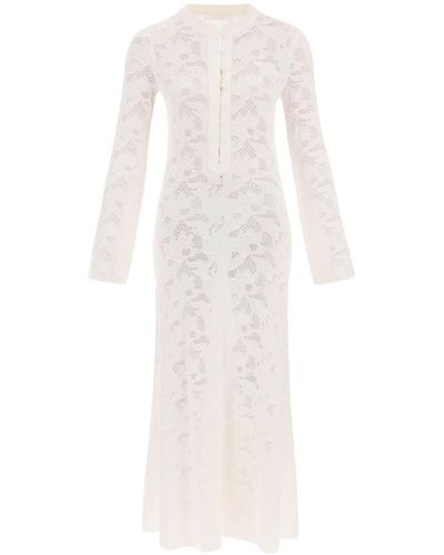 Chloé Maxi Pointelle Knit Dress In - White