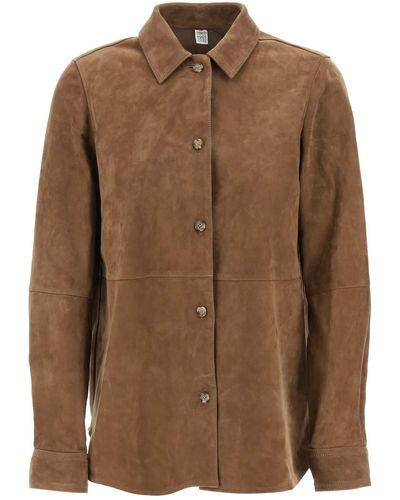 Totême Toteme Suede Leather Overshirt For - Brown