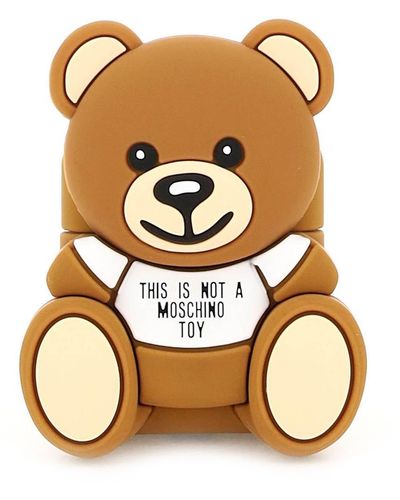 Moschino Teddy Bear Aipods Holder White,brown Technical