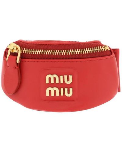 Miu Miu Bracciale con mini pouch in pelle - Rosso