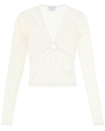 Collina Strada TOP 'FLOWER' CON CUT OUT - Bianco