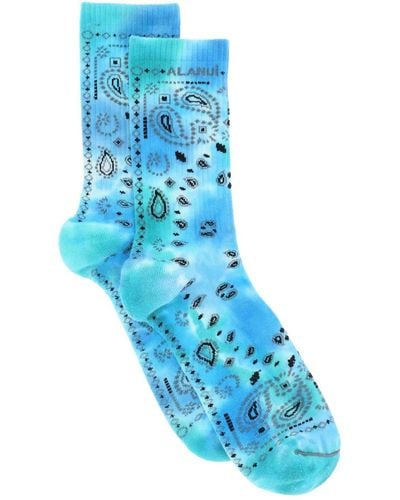 Alanui Bandana Print Socks - Blue