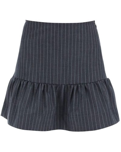 Ganni Striped Recycled-polyester-blend Mini Skirt - Black