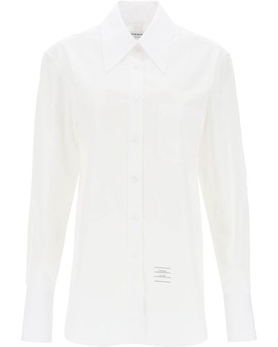 Thom Browne Camicia Easy Fit in popeline - Bianco