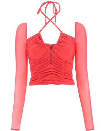 Self-Portrait Cut-out Jersey Top - Red