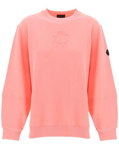 Moncler Crewneck Sweatshirt With Emb - Pink