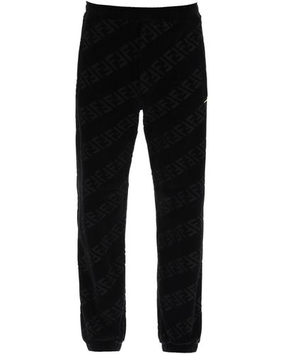 Fendi Ff Velvet Sweatpants - Black