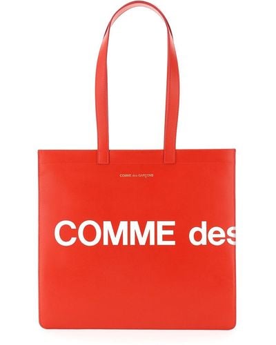 Comme des Garçons Comme Des Garcons Wallet Leather Tote Bag With Logo - Red