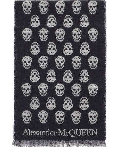 Alexander McQueen Upside Down Skull Reversible Scarf - Black