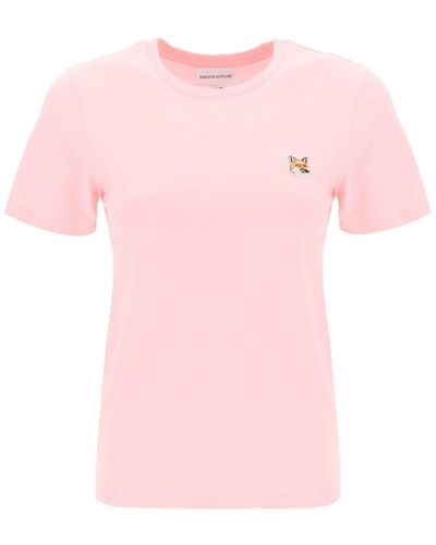 Maison Kitsuné Maison Kitsune Fox Head Crew-Neck T-Shirt - Pink