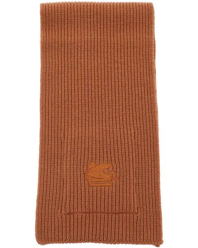 Etro Ribbed Wool Scarf - Brown