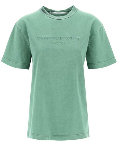 Alexander Wang "Raised Logo T-Shirt With Emb - Green
