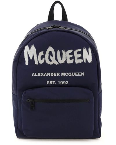 Alexander McQueen ZAINO METROPOLITAN LOGO GRAFFITI - Blu
