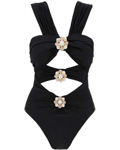 Self-Portrait One-Piece Swimsuit With Cut-Out And - Black