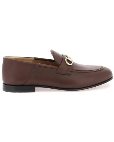 Ferragamo Gin Slip-on Leather Loafers - Brown