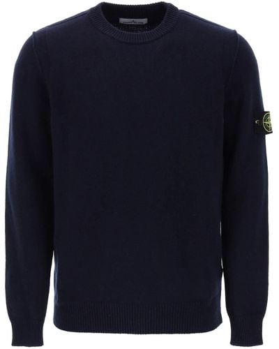 Stone Island Crew-neck Sweater In Wool - Blue