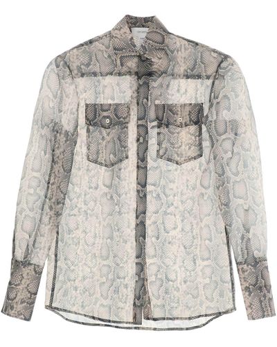 Sportmax Canore Shirt In Python-printed Organza - Grey