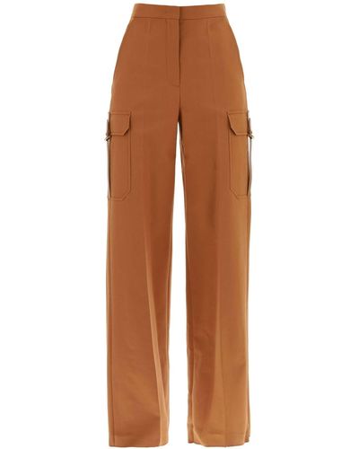Max Mara Stretch Satin Cargo Pants For /W - Brown