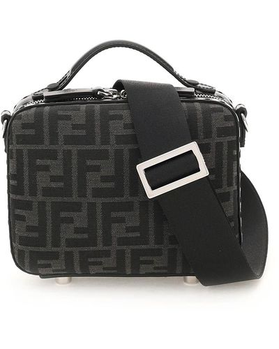 Fendi Ff Jacquard Fabric Mini Suitcase - Black