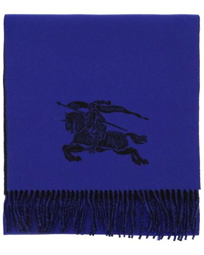 Burberry Reversible Cashmere Scarf With Ekd - Blue