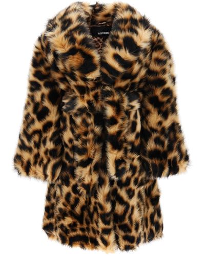 ROTATE BIRGER CHRISTENSEN Leopard Print Faux Fur Coat - Multicolour
