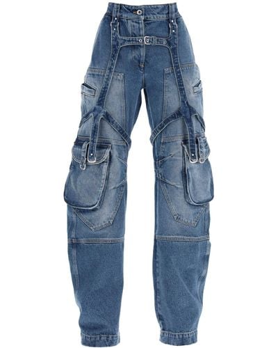 Off-White c/o Virgil Abloh Off- Jeans Cargo Con Dettagli Harness - Blu