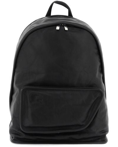 Burberry "Crinkled Leather Shield Backpack - Black