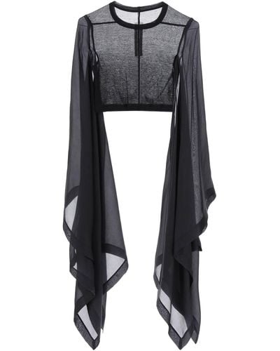 Rick Owens "Cropped Top With Cape Sleeves" - Black