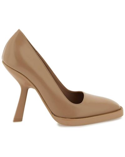 Ferragamo Court Shoes With Shaped Heel - White