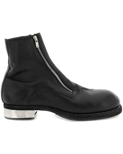 Guidi Leather Double-Zip Ankle Boots - Black