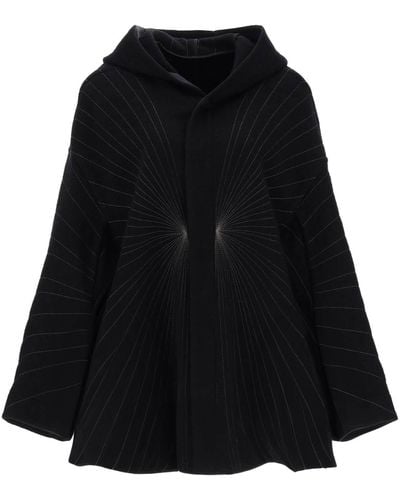 Rick Owens 'peter' Coat With Radiance Embroidery - Black