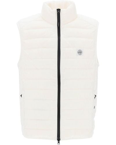 Stone Island Lightweight Puffer Vest In R-nylon Down-tc - White