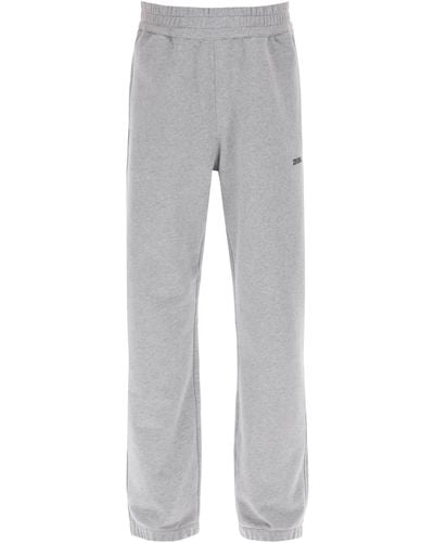 Zegna Joggers With Rubberized Logo - Grey