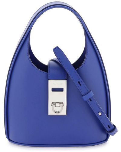 Ferragamo Salvatore Mini Leather Hobo Bag - Blue