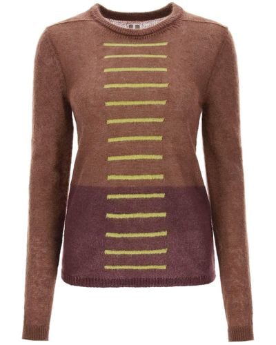 Rick Owens 'judd' Jumper With Contrasting Lines - Brown